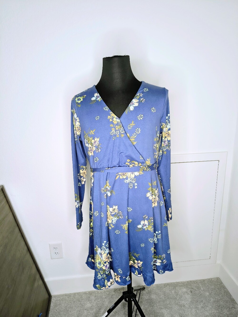 SO Floral Blue Wrap Dress NWOT